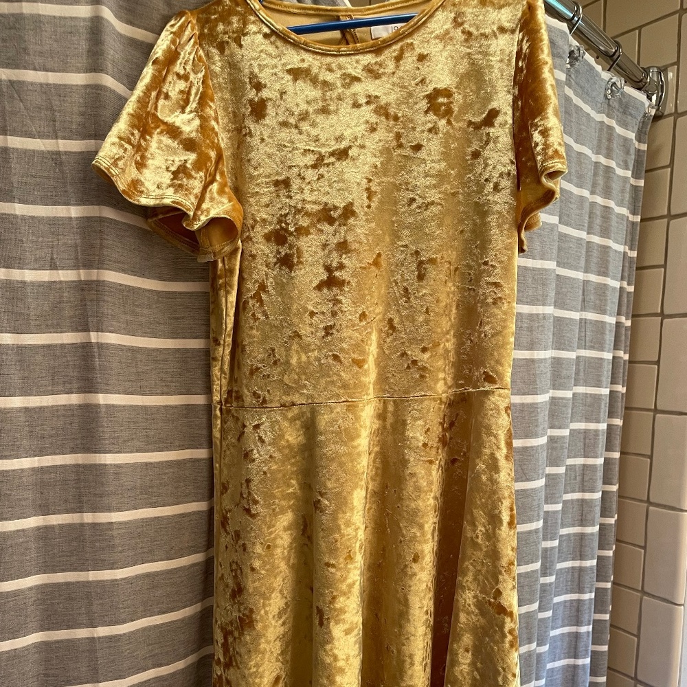1901 velour golden yellow girls dress